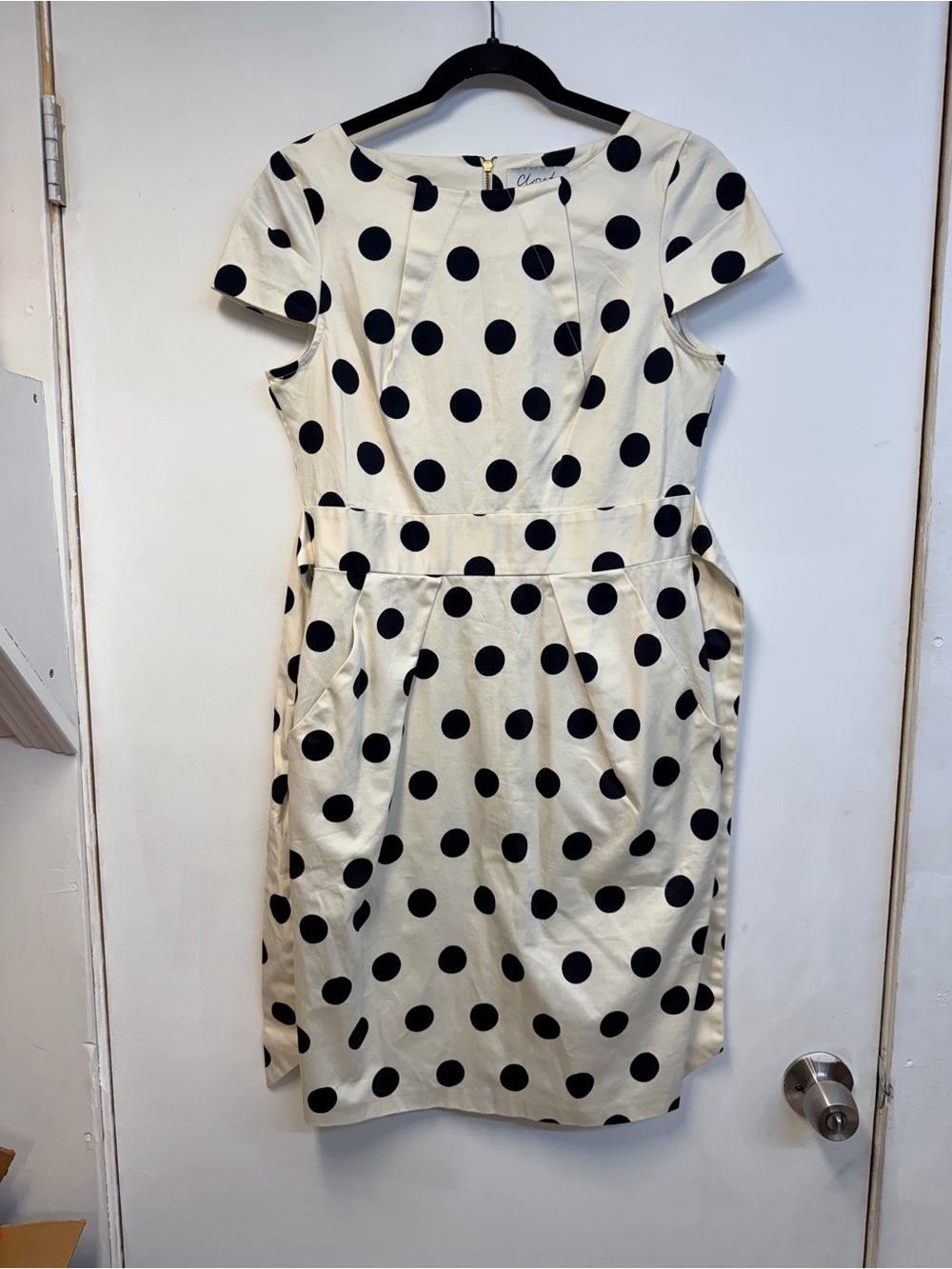 Closet Cream Polka Dot Short Sleeve Fit & Flare Dress size 8 - Picture 3 of 6